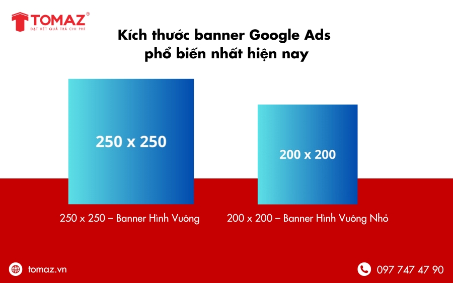 Các kích thước banner Google Ads phổ biến nhất hiện nay
