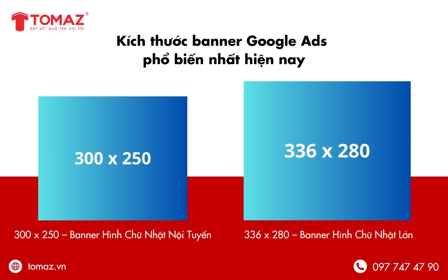 Các kích thước banner Google Ads phổ biến nhất hiện nay