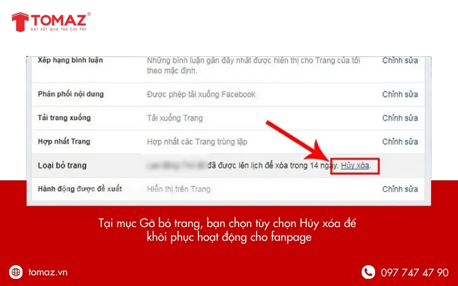 Khôi phục lại Fanpage