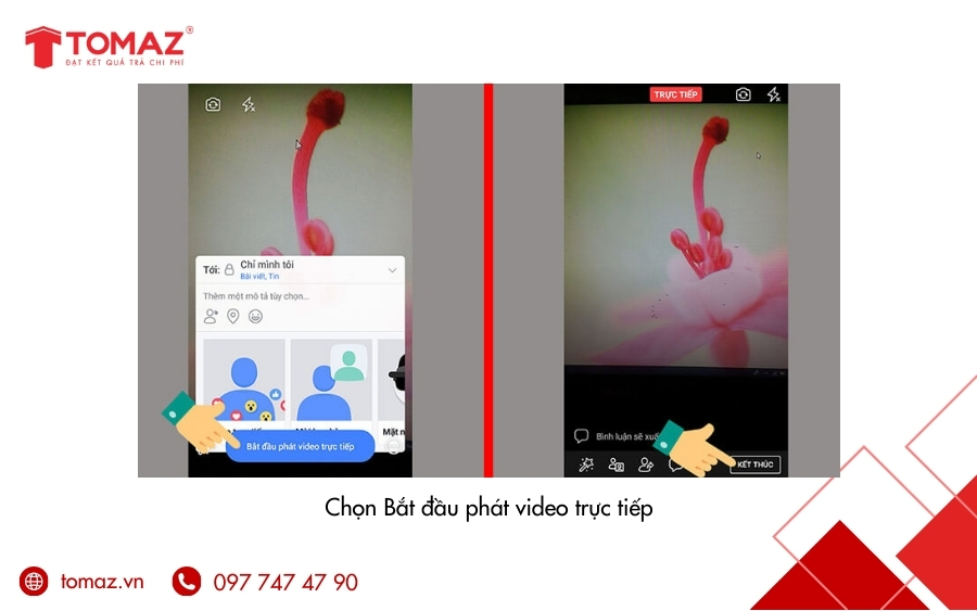 Cách live stream bán hàng trên facebook - Nhấn Phát trực tiếp để bắt đầu buổi livestream bán hàng