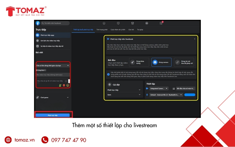 Cách live stream bán hàng trên facebook - Thực hiện các cài đặt cần thiết cho buổi livestream