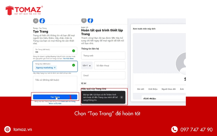 Hoàn tất cách tạo fanpage trên facebook bằng máy tính
