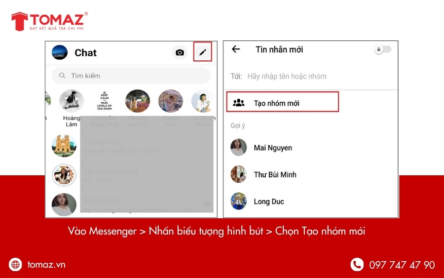 Cách tạo nhóm trên Messenger bằng điện thoại