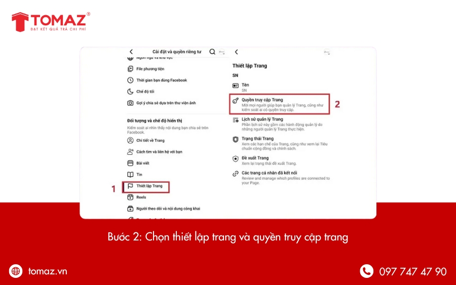 Chọn quyền truy cập trang