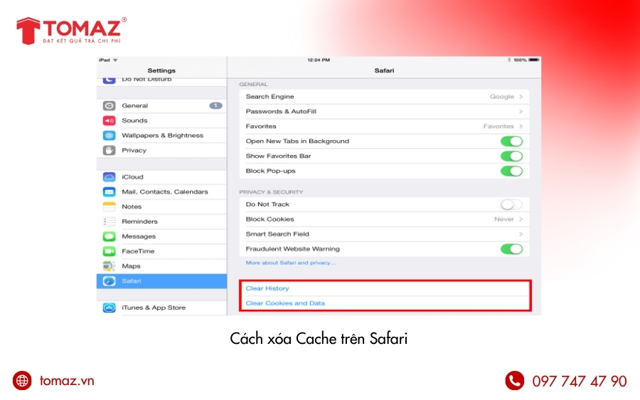 Cách xóa Cache trên Safari