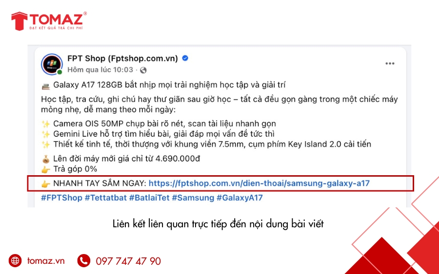 Liên kết đến nội dung, sản phẩm, dịch vụ