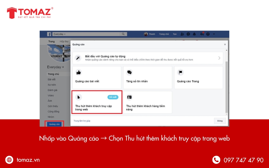 Chọn Thu hút thêm khách truy cập trang web