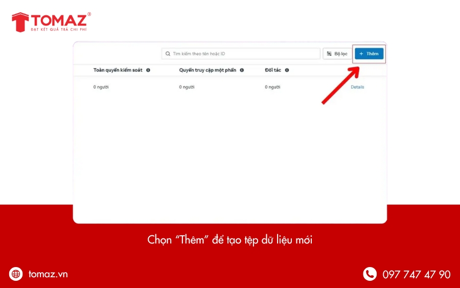 Chọn “thêm” để tạo tệp dữ liệu mới