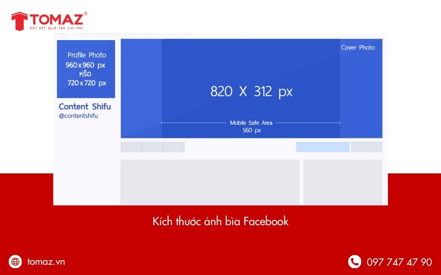 Đặt nội dung trọng tâm gọn trong khung 820 x 312 pixel