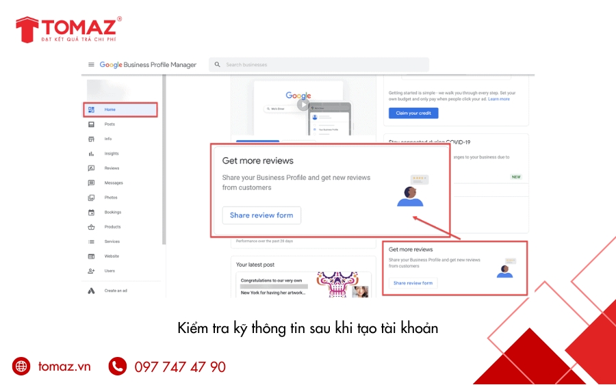 Kiểm tra lại thông tin tài khoản doanh nghiệp