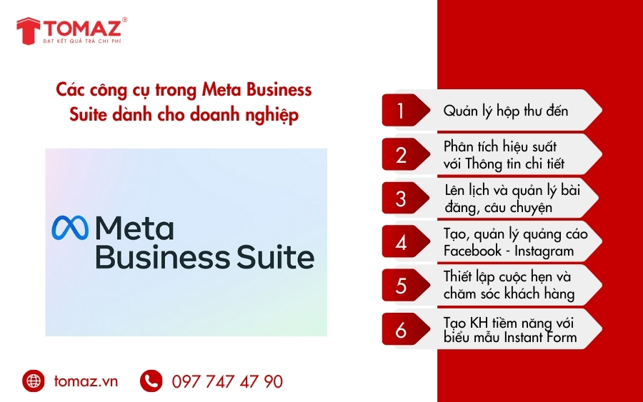 Các công cụ quan trọng trong Meta Business Suite dành cho doanh nghiệp