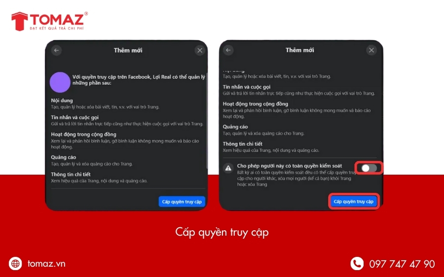Quản trị viên có toàn quyền và có thể thay đổi, xóa vai trò của người khác