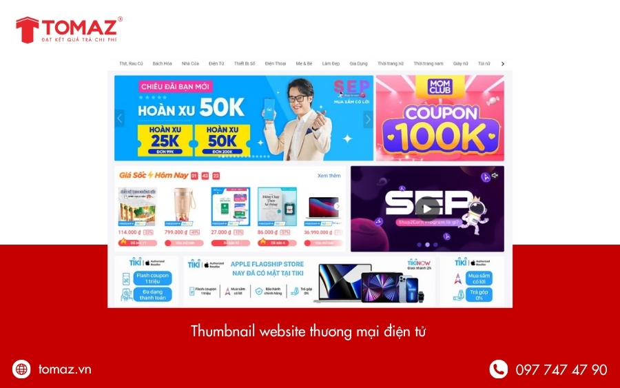 Các loại Thumbnail phổ biến hiện nay - Thumbnail website thương mại điện tử