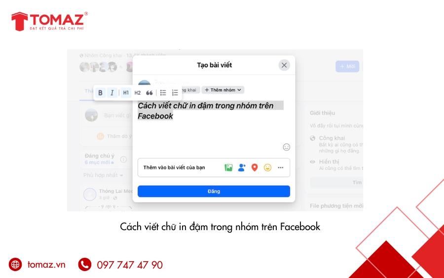 Cách viết chữ in đậm Facebook trong nhóm