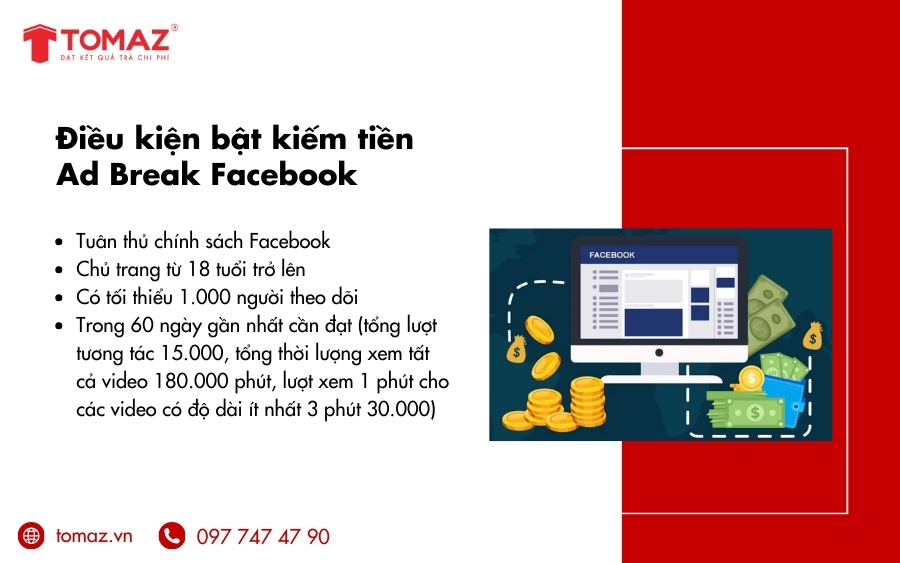 Điều kiện bật kiếm tiền Ad Break Facebook mới nhất