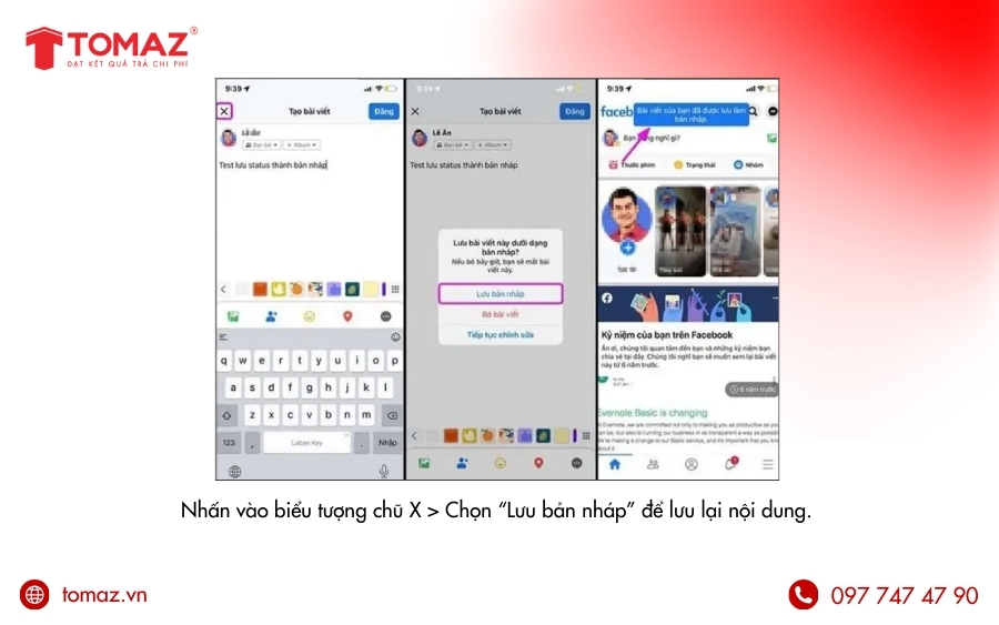 Chọn Lưu bản nháp để lưu lại nội dung