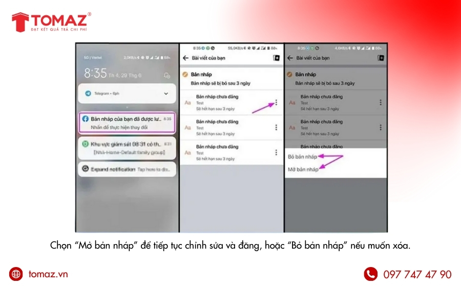 Cách tìm bản nháp Facebook cá nhân trên Android