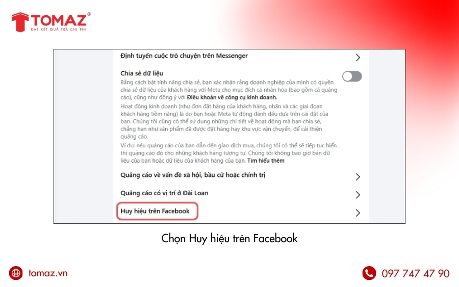 Chọn Huy hiệu trên Facebook