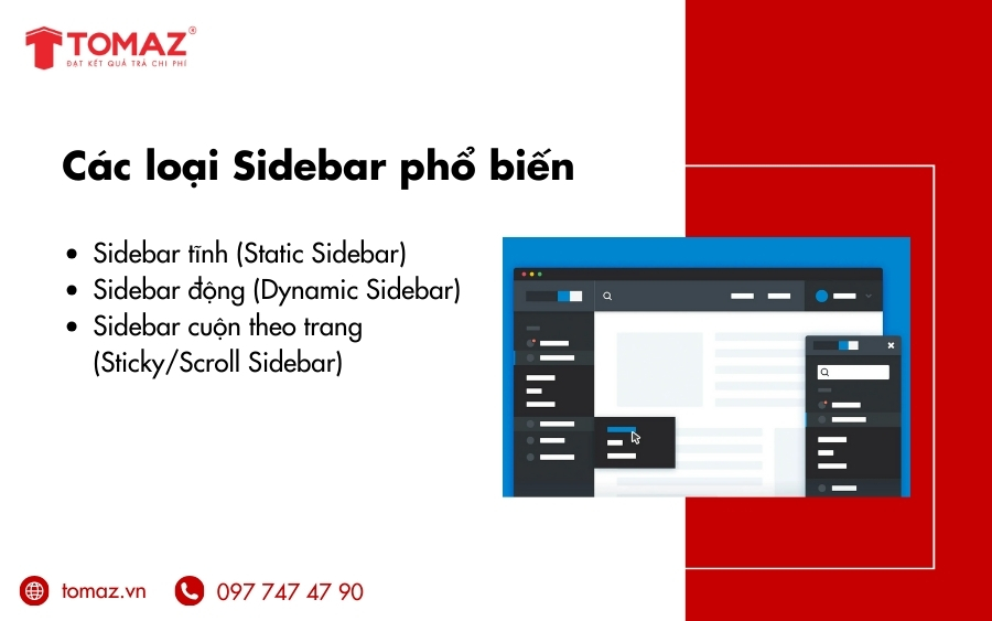 Các loại Sidebar được sử dụng phổ biến hiện nay