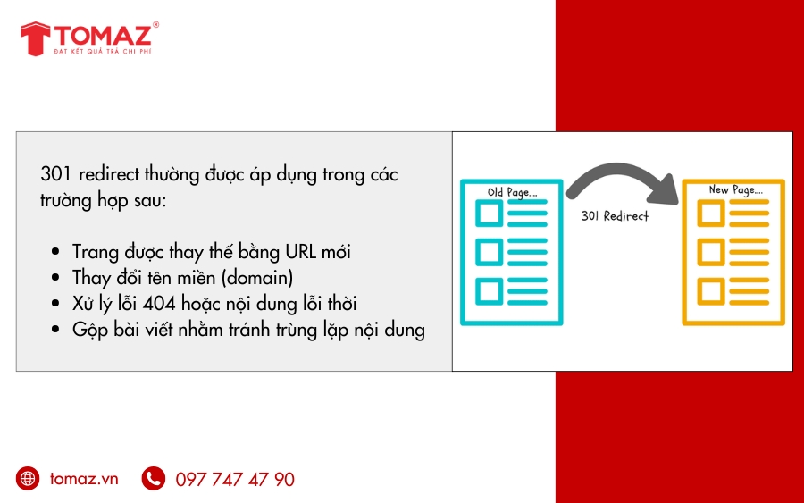 Những trường hợp nên sử dụng 301 redirect