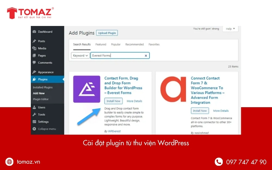 Cài đặt plugin từ thư viện WordPress