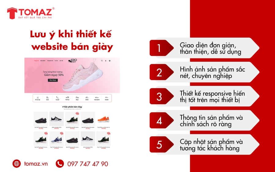 Những yếu tố quan trọng cần lưu ý khi thiết kế website bán giày